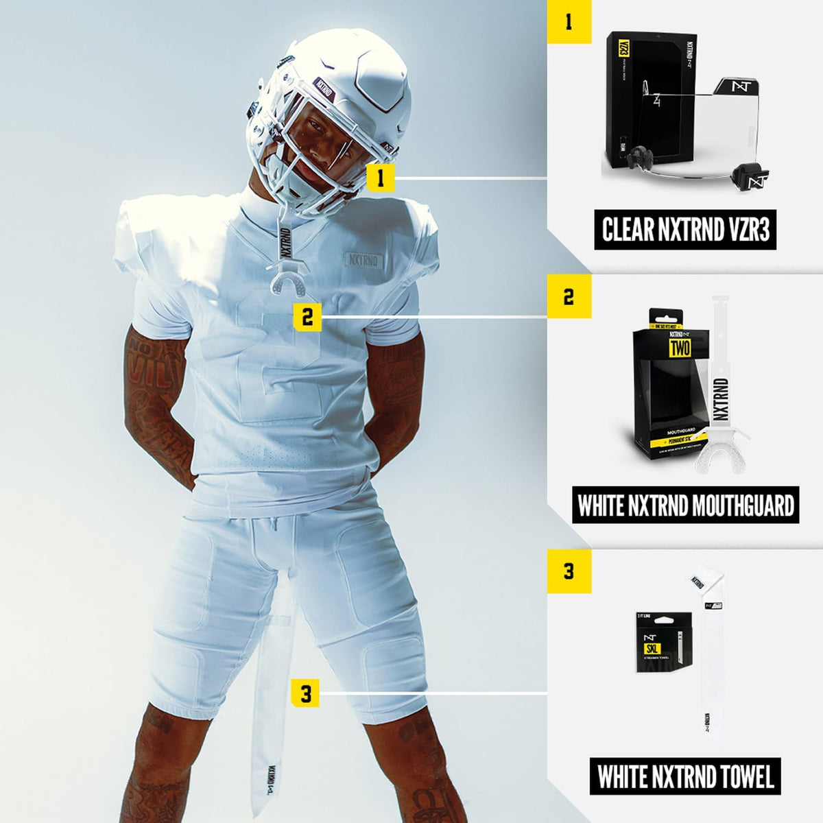 Nxtrnd Streamer Football Towel, Thin Sports Towel, Dries Hands & Football Accessories (White)