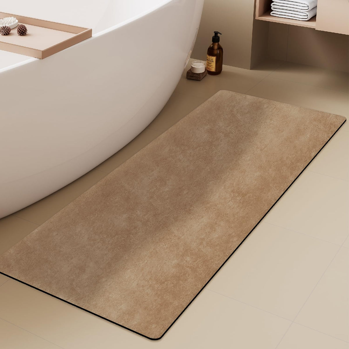TYUU Thin Bath Mat, Small Bathroom Rugs Non Slip Washable, 16x24 Dark Grey