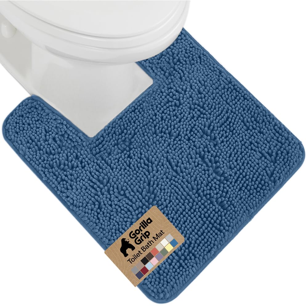 GORILLA GRIP Bath Rug Mat for Bathroom, Absorbent Chenille, 24x17 Gray