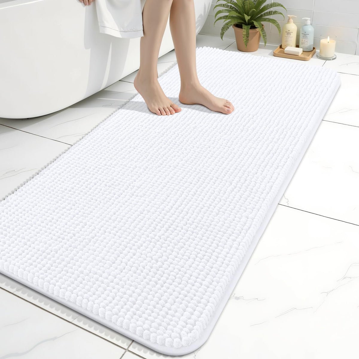 Arotive Chenille Bathroom Rugs 30x20, Soft Absorbent Bath Mat, Grey