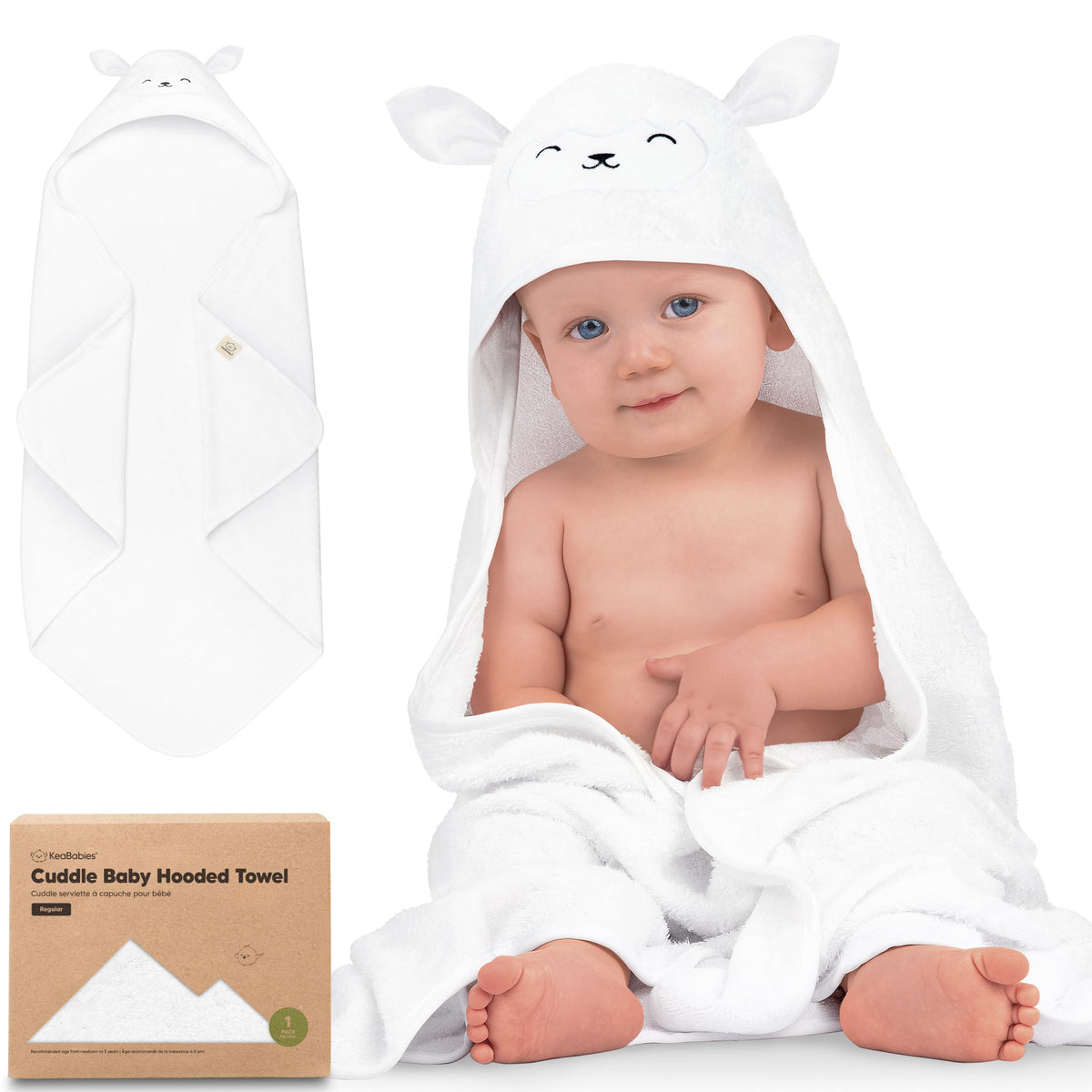 KeaBabies Hooded Baby Towel for Newborn, Baby Bath Towels (Duck, 35x35)