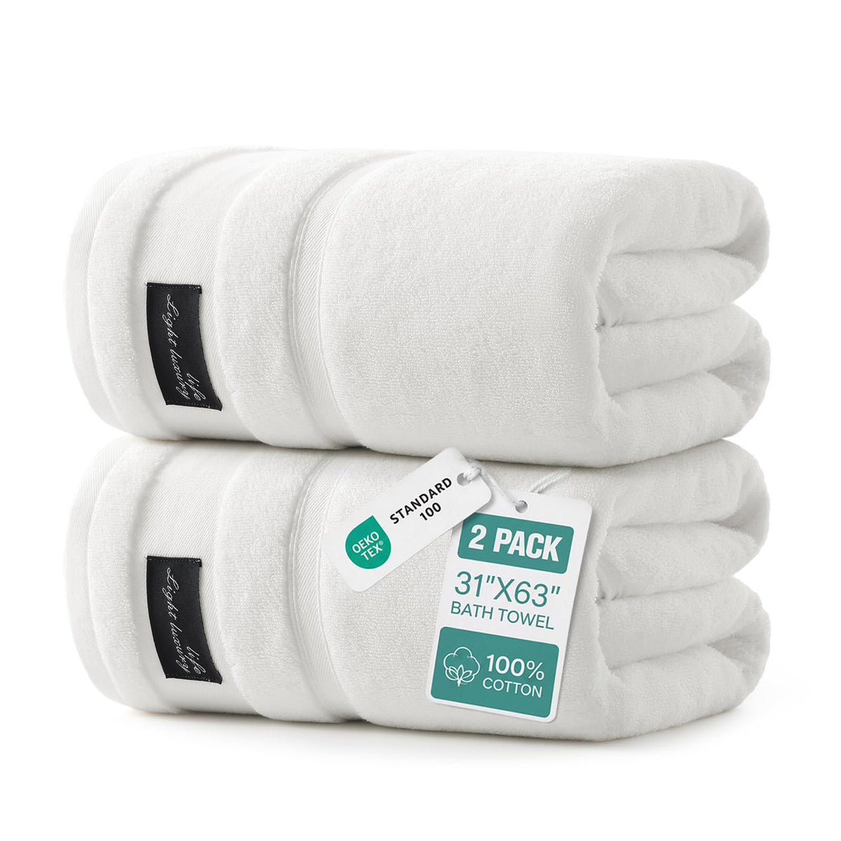 REDKISS 2 Pack Bath Towels Large 32x63 Inches, Heavyweight 760G - Pink