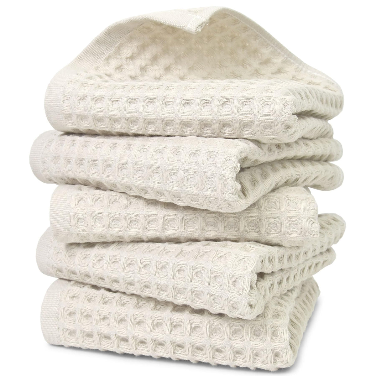 Jacquotha Waffle Hand Towels 2-Piece (Mist White) – Cotton, Quick Dry, Lint Free, 13” x 29”