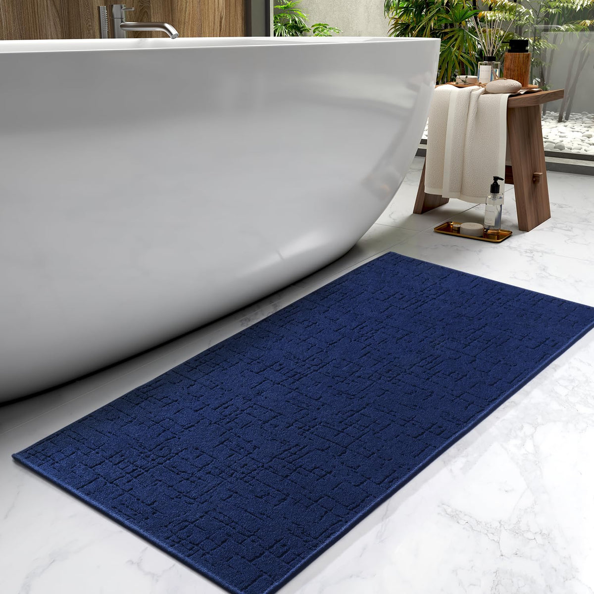 AMOAMI-Bath Mat-Absorbent Quick Dry Bathroom Floor Mats-Washable Rubber Backing Bath Mats for Bathroom Rugs Fit Under Door-Bath Rug for in Front of Sink Bathtub Shower Room, Grey 17''x24''