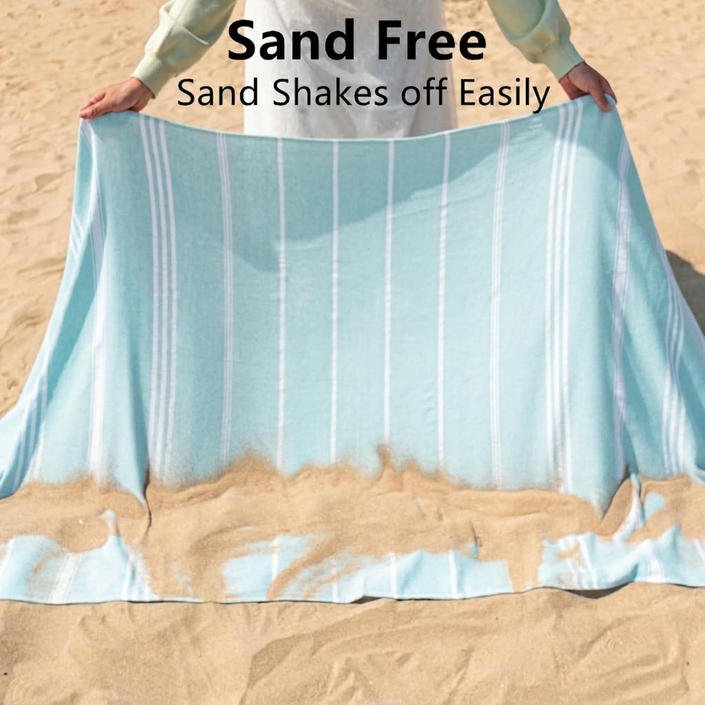 Turkish Beach Towel, 36"x71" Quick Dry Sand Free Oversized Towel, Aqua