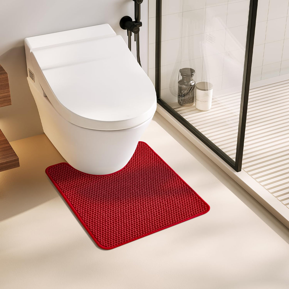 TYUU Bathroom Rugs Non Slip Washable, Super Absorbent Thin Bath Mat Small Quick Dry Low Pile Bathroom Rug, Dark Grey 16"x24"