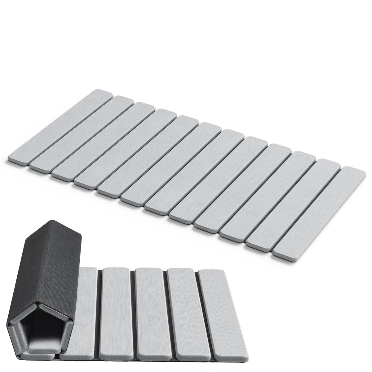 AWW Foldable Stone Bath Mat, Diatomaceous, 23.6"x15.5", Grey