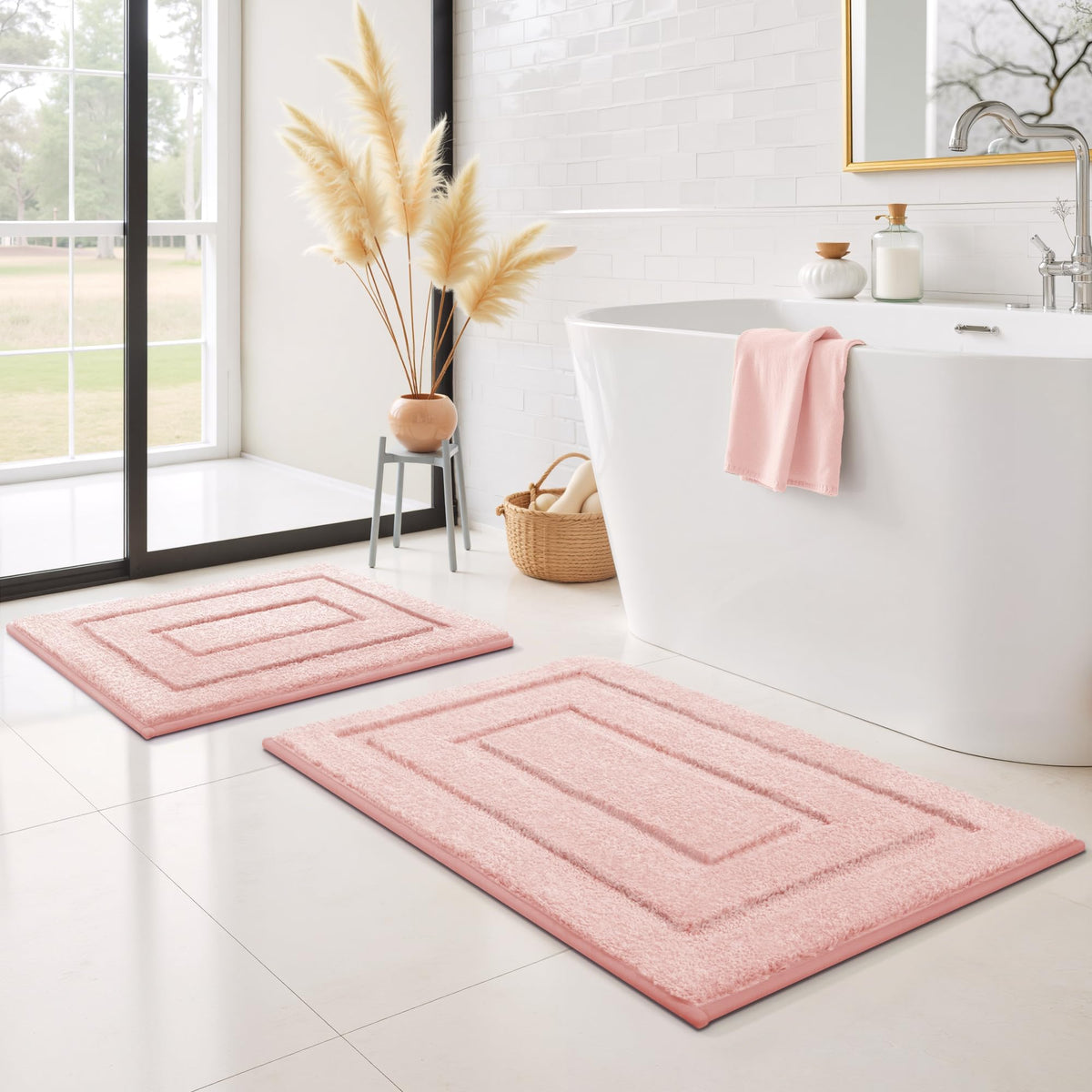 GRANNY SAYS Gray Bathroom Rug 20" x 30", Non-Slip Microfiber Bath Mat