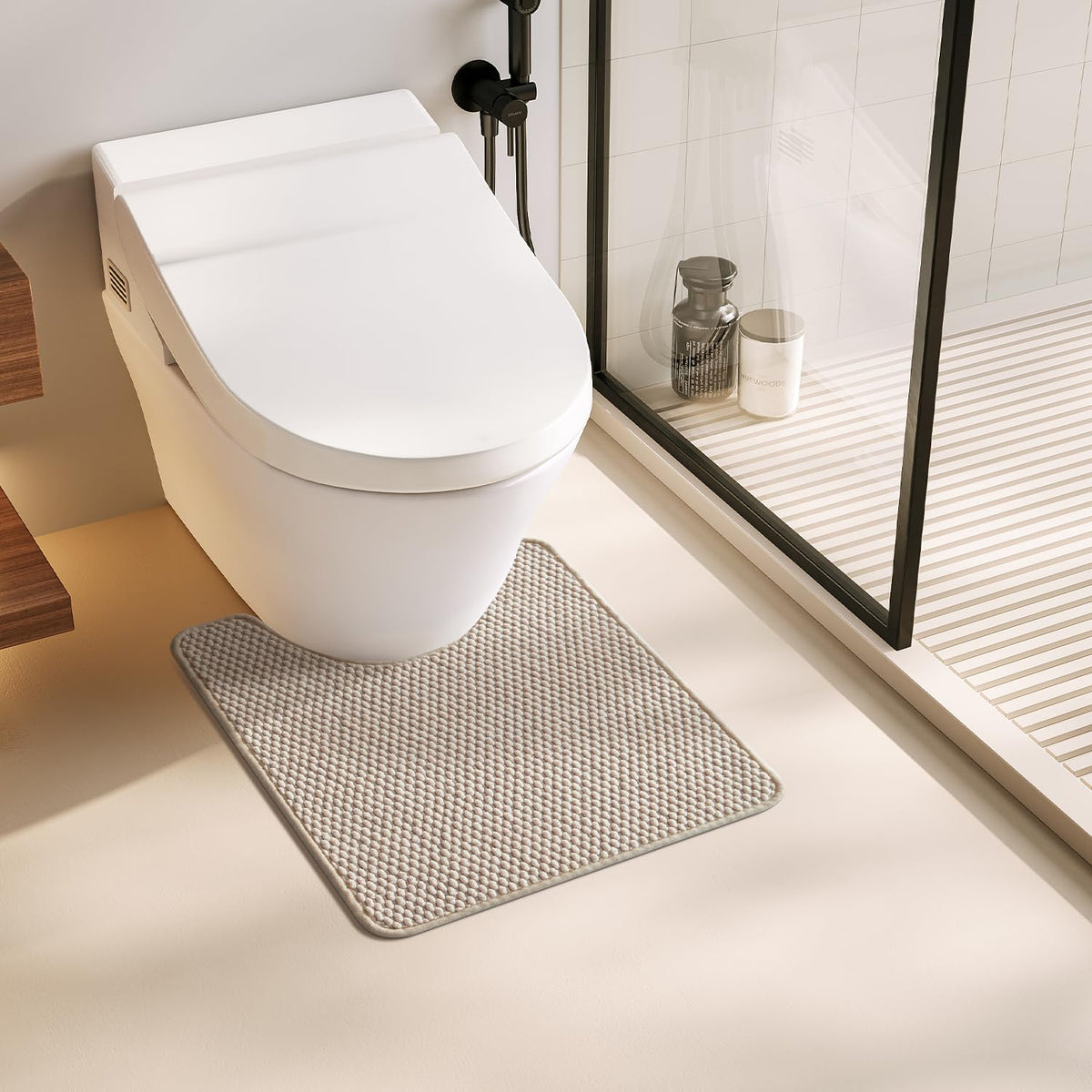 TYUU Bathroom Rugs Non Slip Washable, Super Absorbent Thin Bath Mat Small Quick Dry Low Pile Bathroom Rug, Dark Grey 16"x24"