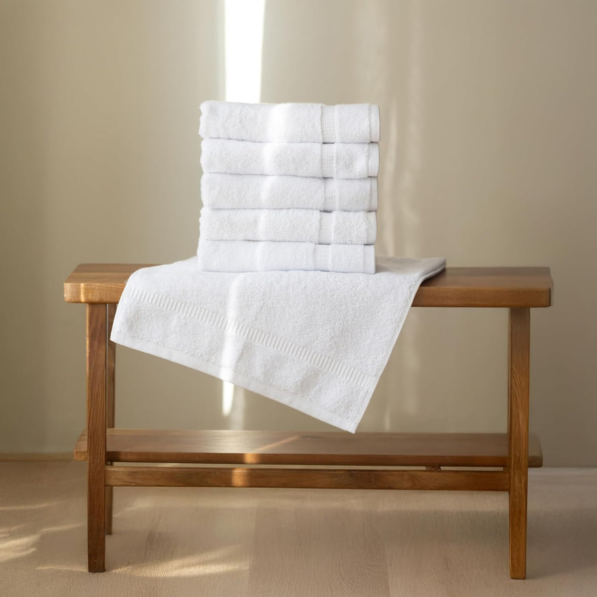 SALBAKOS 6-Piece 100% Turkish Cotton Hand Towels, 16x30 inch, White
