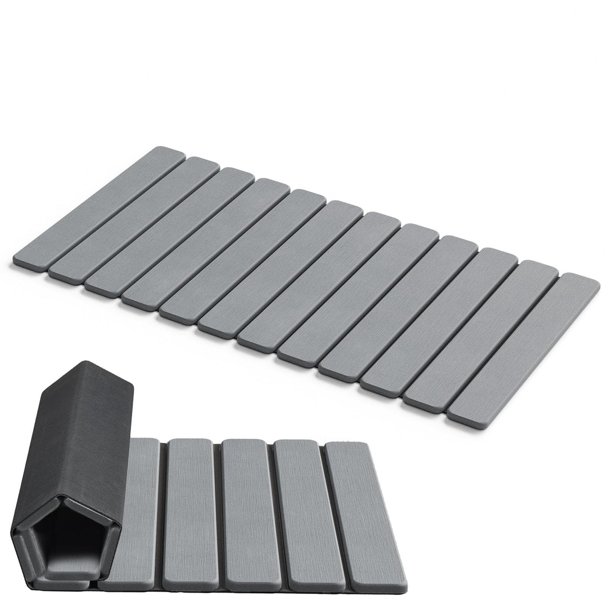 AWW Foldable Stone Bath Mat, Diatomaceous, 23.6"x15.5", Grey