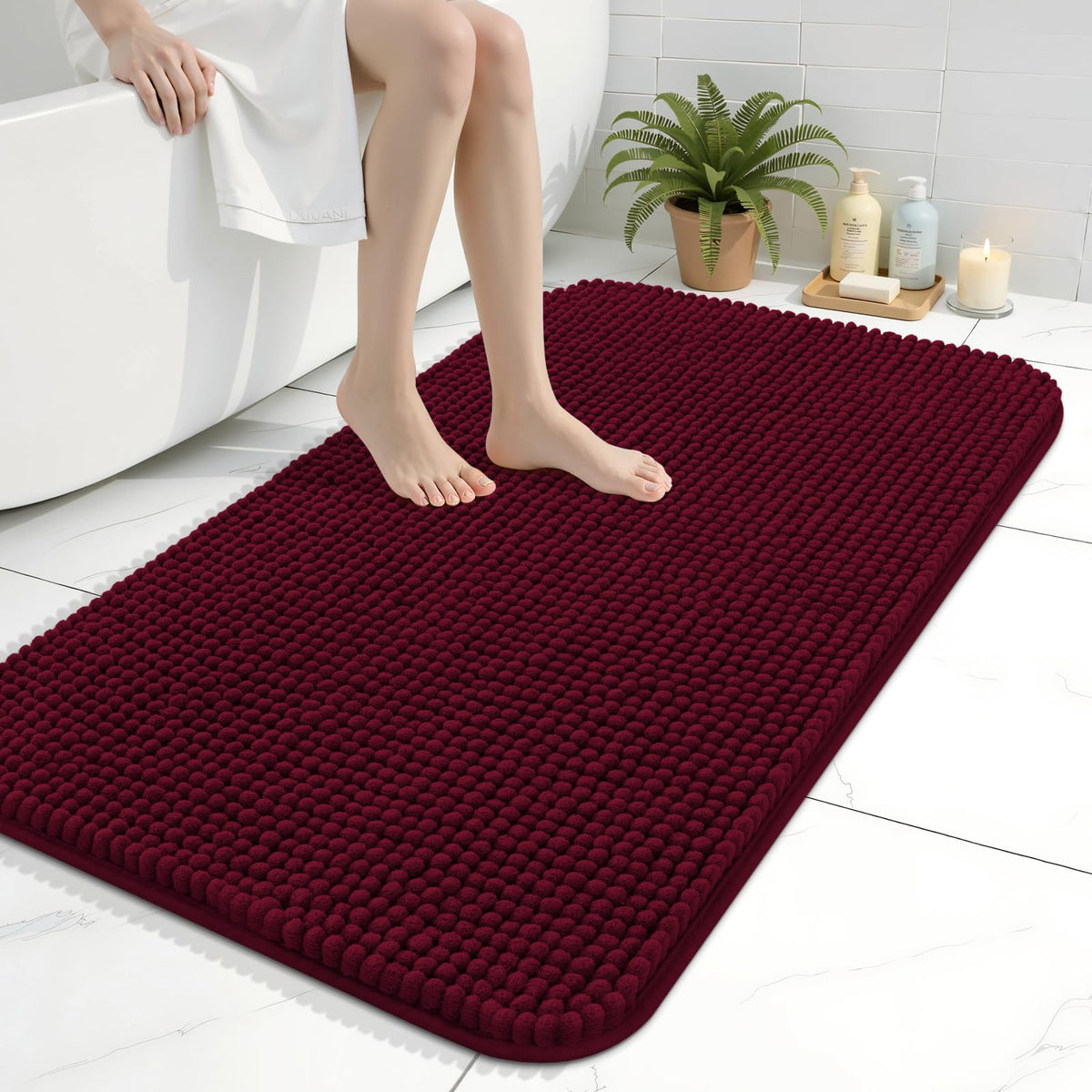 Arotive Chenille Bathroom Rugs 30x20, Soft Absorbent Bath Mat, Grey