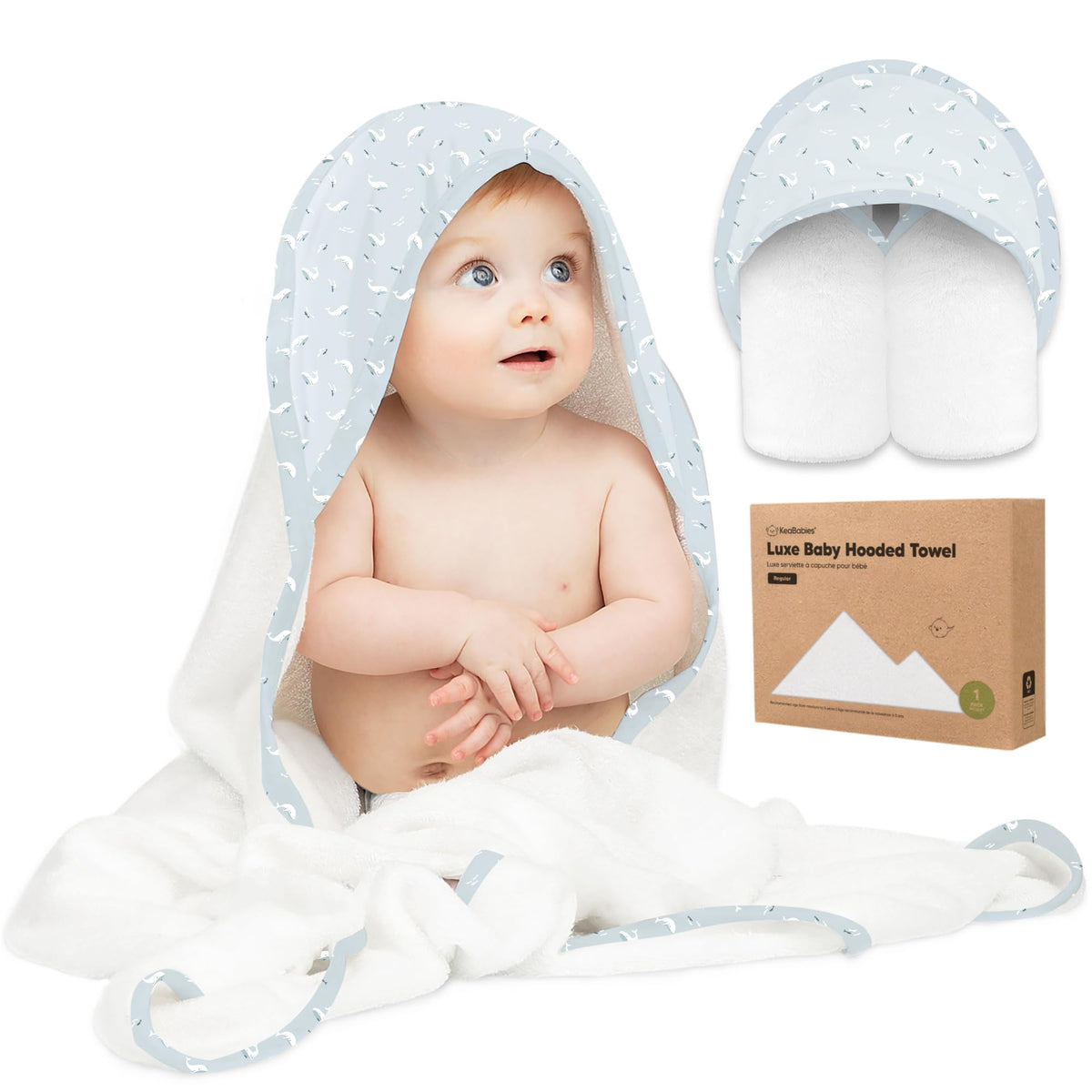 KeaBabies Hooded Baby Towel for Newborn, Baby Bath Towels (Duck, 35x35)
