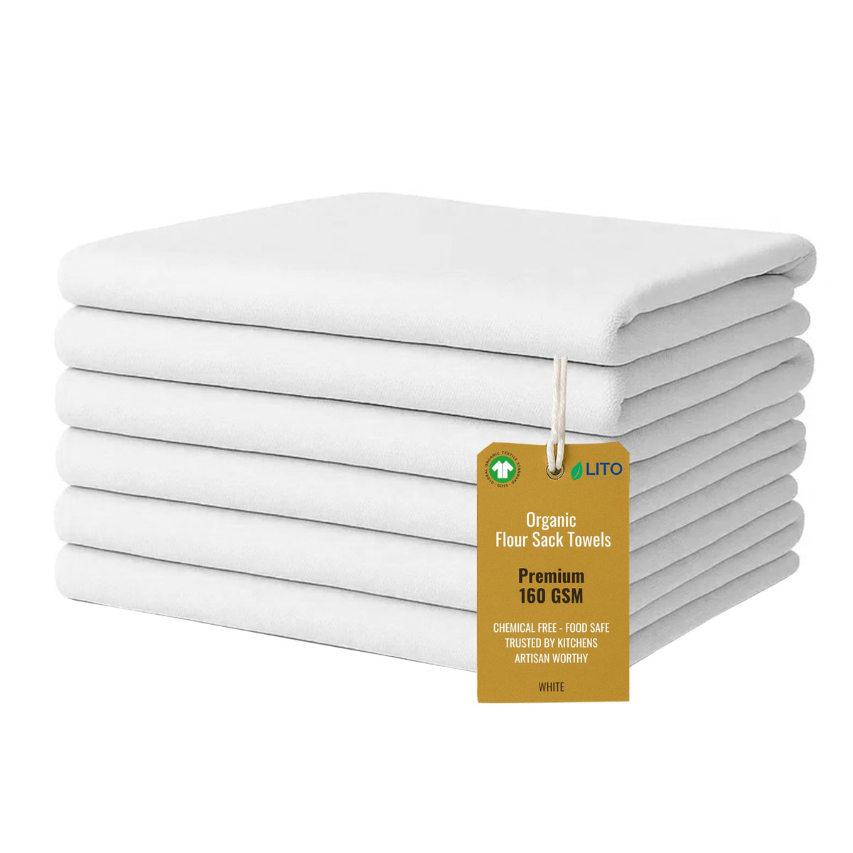 Flour Sack Towels | Tea Towel for Crafts| Kitchen Dish Cotton Blank Towel for Embroidery| Baking Bread Proofing Linen Cover| Super Absorbent Quick Dry| 12 Pack 18"x 28" White