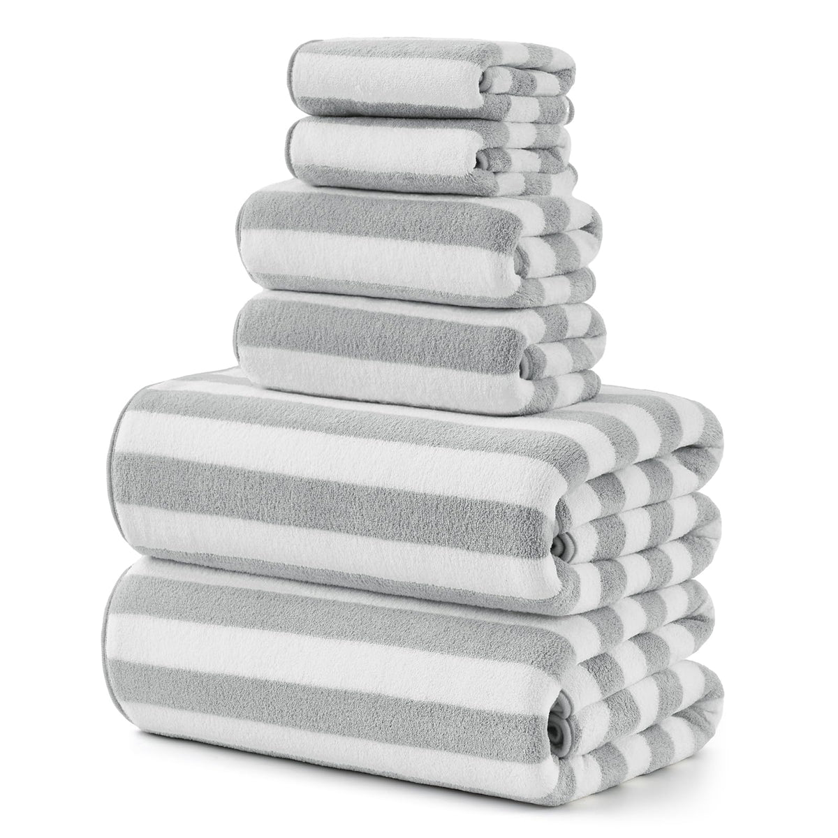 REDKISS 6-Piece Microfiber Bath Towel Set, Ultra Soft, Highly Absorbent & Quick Dry, 35x70 Inch Oversized, Taupe Towels for Bathroom, Spa, Gym, 2 Bath 2 Hand 2 Washcloths
