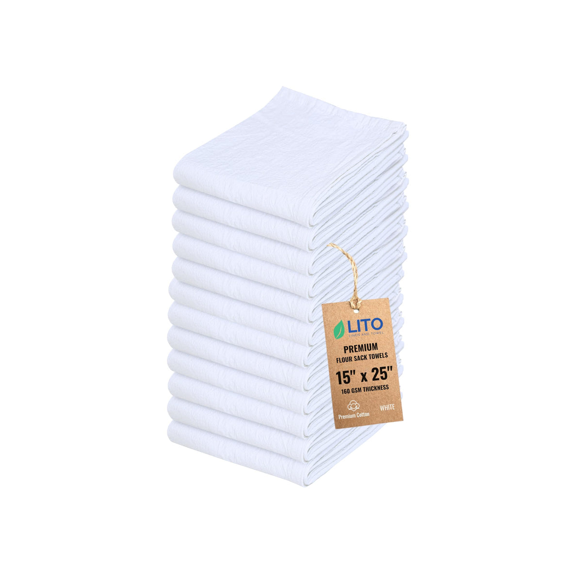 Flour Sack Towels | Tea Towel for Crafts| Kitchen Dish Cotton Blank Towel for Embroidery| Baking Bread Proofing Linen Cover| Super Absorbent Quick Dry| 12 Pack 18"x 28" White