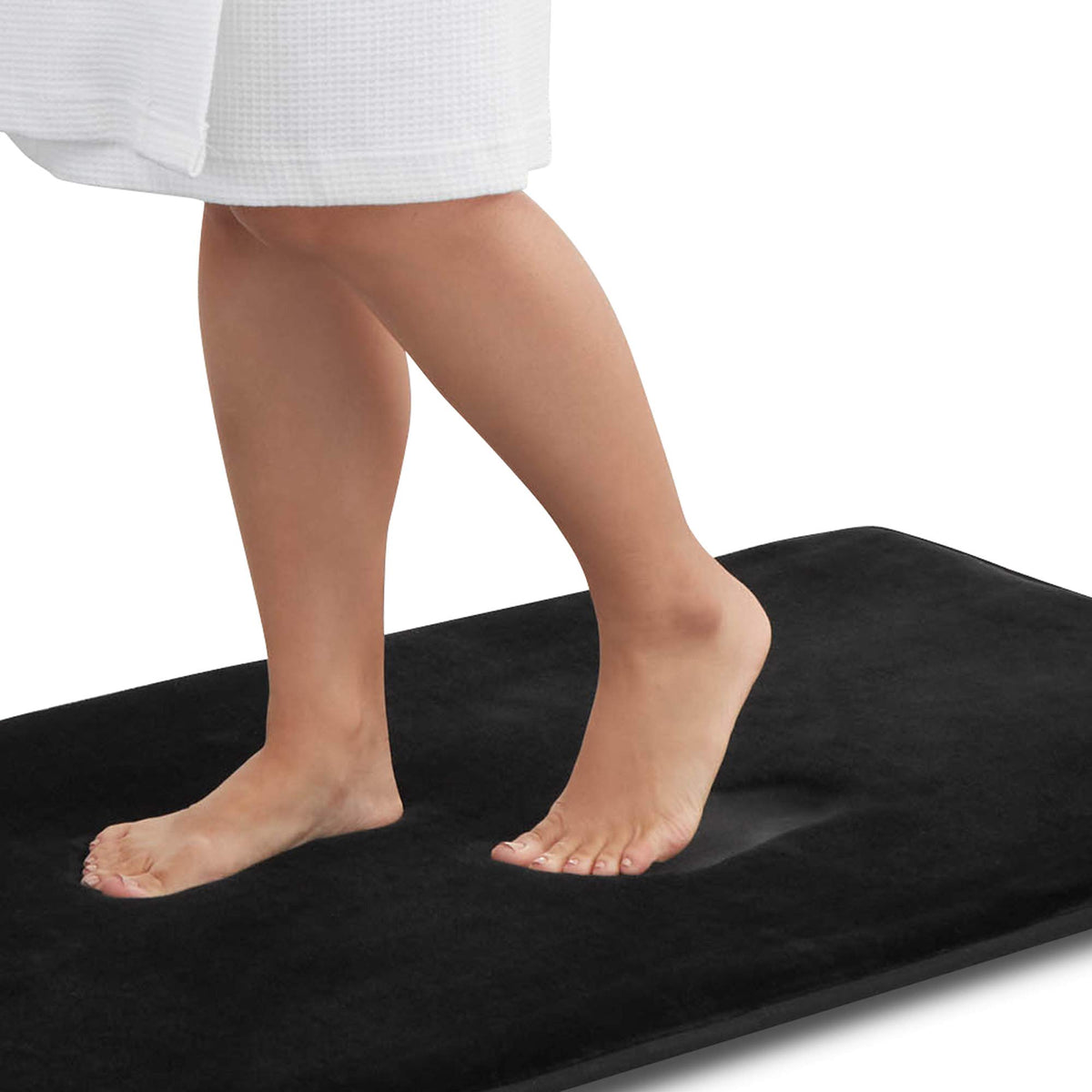Memory Foam Bath Mat Non Slip Absorbent Super Cozy Velvet Bathroom Rug Carpet (17 inches X 24 inches, Grey)