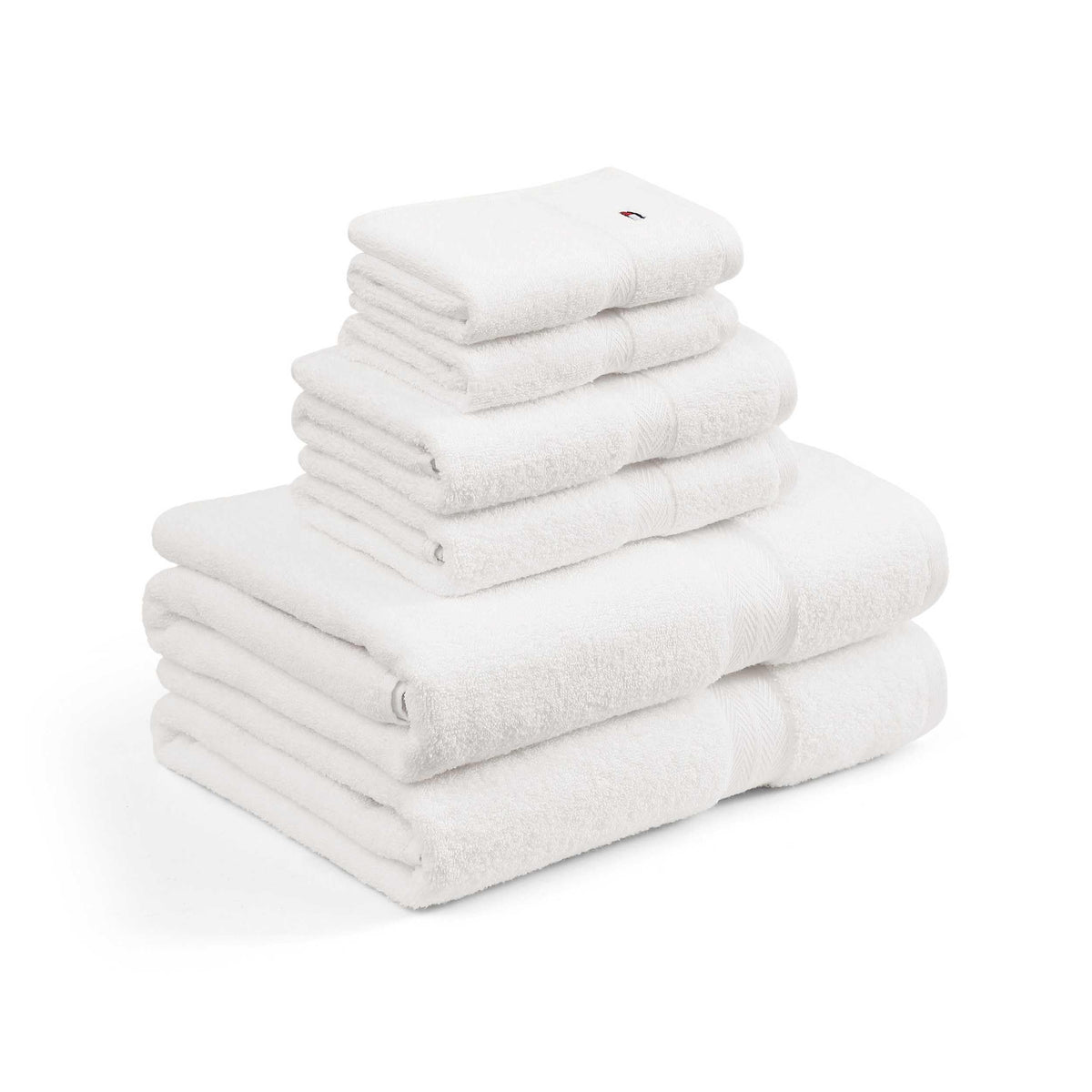 Tommy Hilfiger - Bath Towel Set, Absorbent Cotton Terry with Zero Twist, Medium Weight, Oeko-Tex Certified (Modern American Dark Blue, 2 Piece)