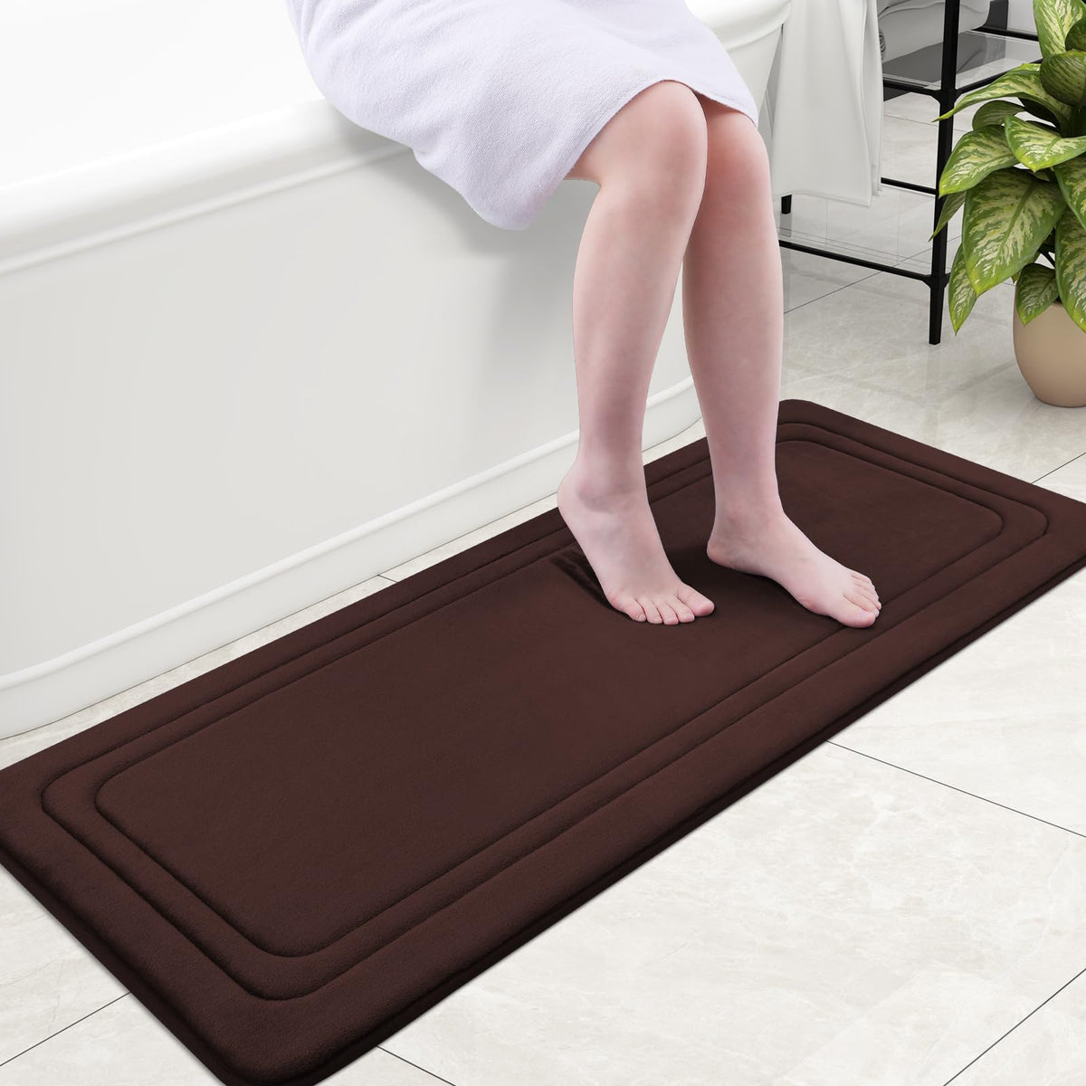 Grandaily Memory Foam Bath Mat Rug 30x20, Ultra Soft, Non-Slip and Absorbent Bathroom Rugs, Machine Wash Dry, Comfortable Bath Carpet for Bathroom Floor, Tub and Shower, Black