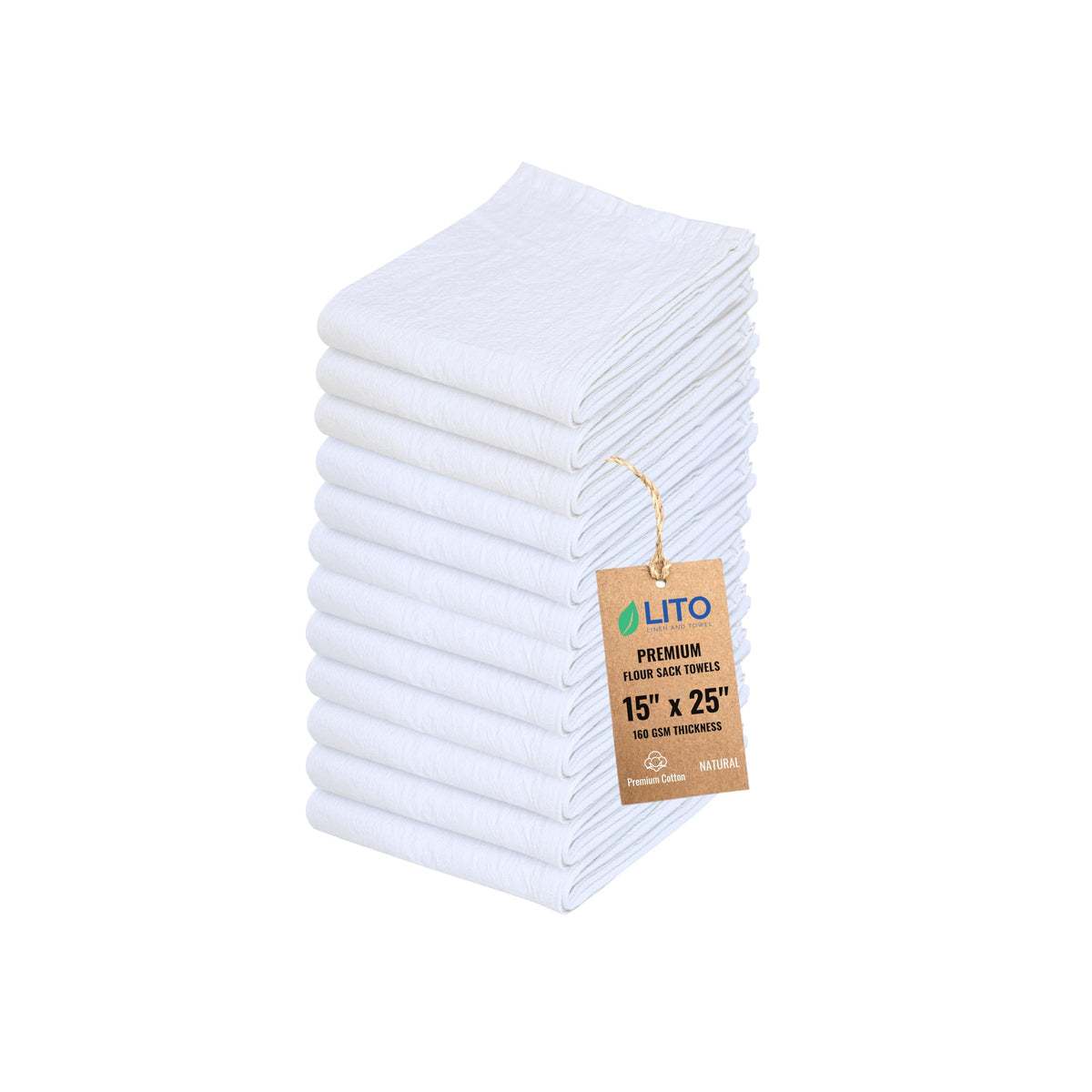 Flour Sack Towels | Tea Towel for Crafts| Kitchen Dish Cotton Blank Towel for Embroidery| Baking Bread Proofing Linen Cover| Super Absorbent Quick Dry| 12 Pack 18"x 28" White