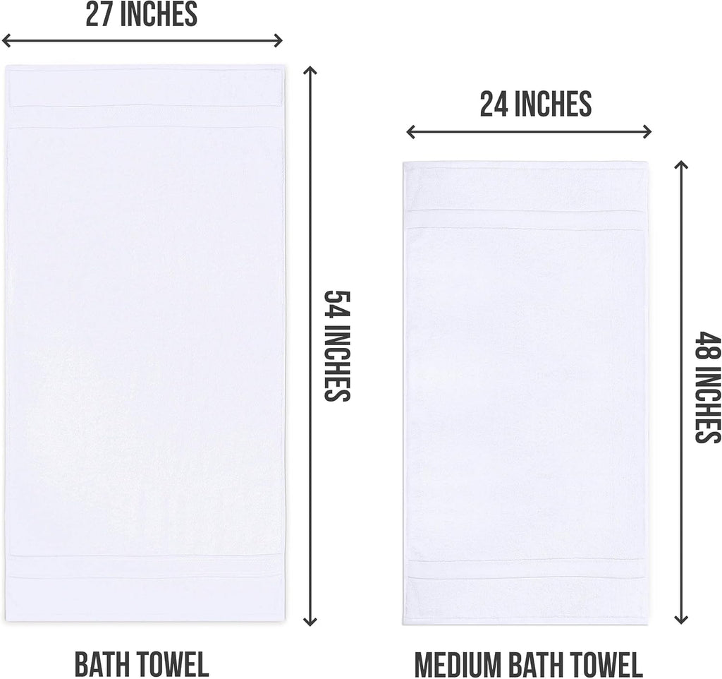 Utopia Towels 6 Pack Medium Bath Towels, 24x48 in, 500 GSM Cotton, White