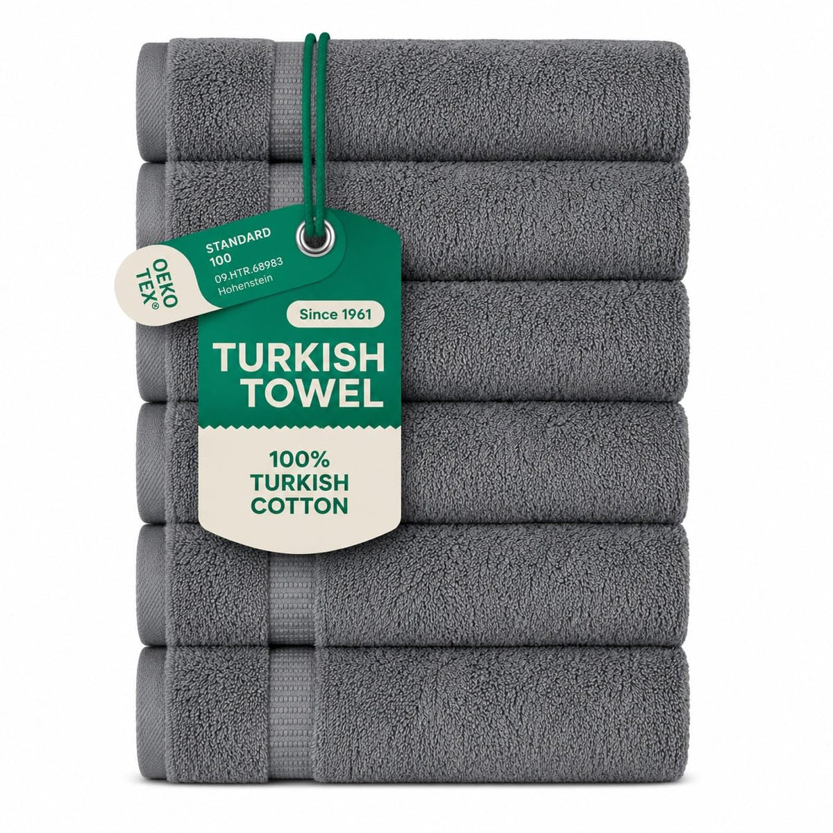SALBAKOS 6-Piece 100% Turkish Cotton Hand Towels, 16x30 inch, White