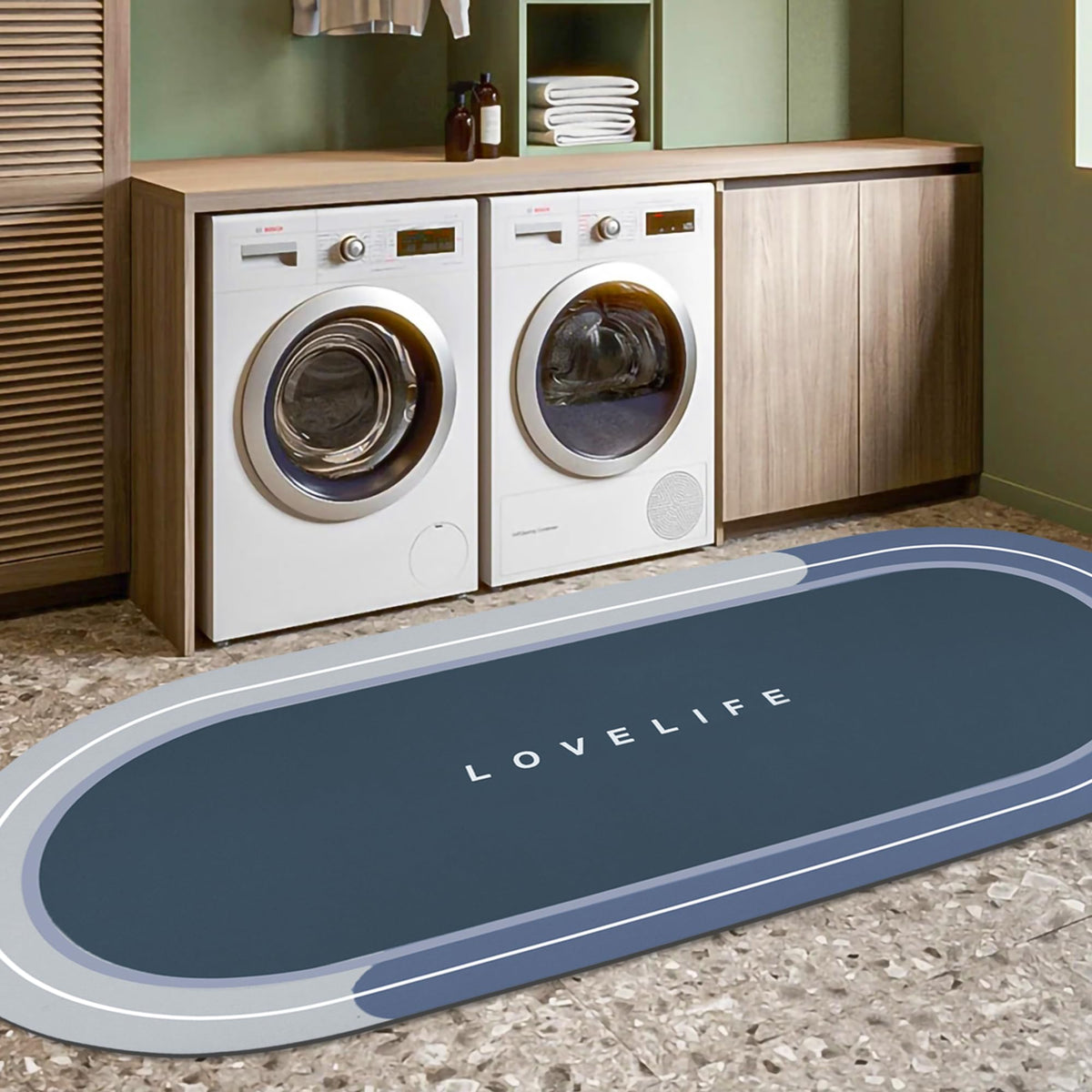 Rubber Bath mats Quick-Drying Non-Slip Bathroom mat Super Absorbent Bath mat Instant Dry Bath mat, Bathroom Rug in Front of The Kitchen Sink, Shower Room, Bathtub, Oval(Grey+16.9x26.7in)