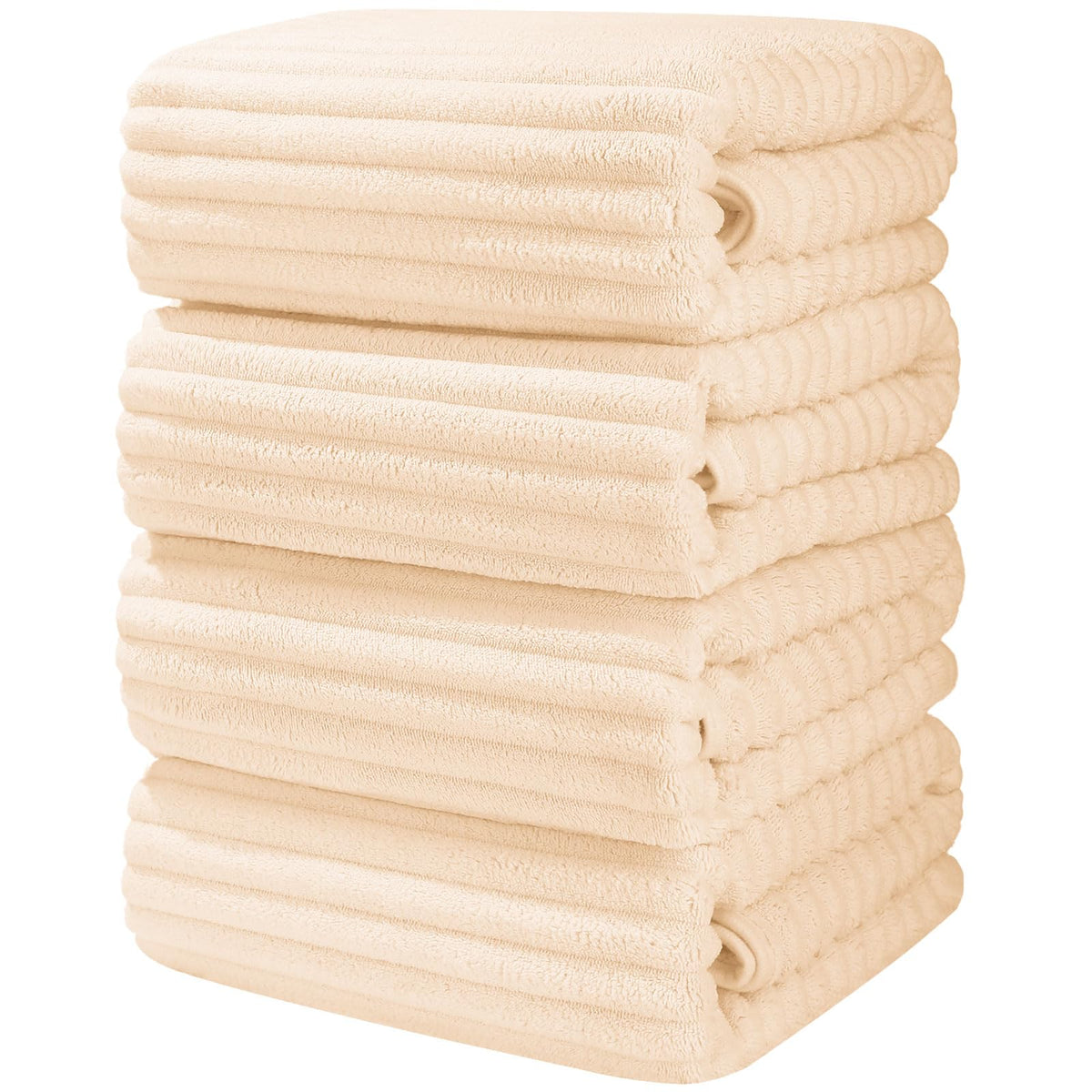 Luxury 4-Piece Quick-Dry Bath Towel Set 27.5X 55 Inches – Ultra Soft Microfiber for Bathroom, Bar, Pool, Gym & Travel – Elegant Twill Design