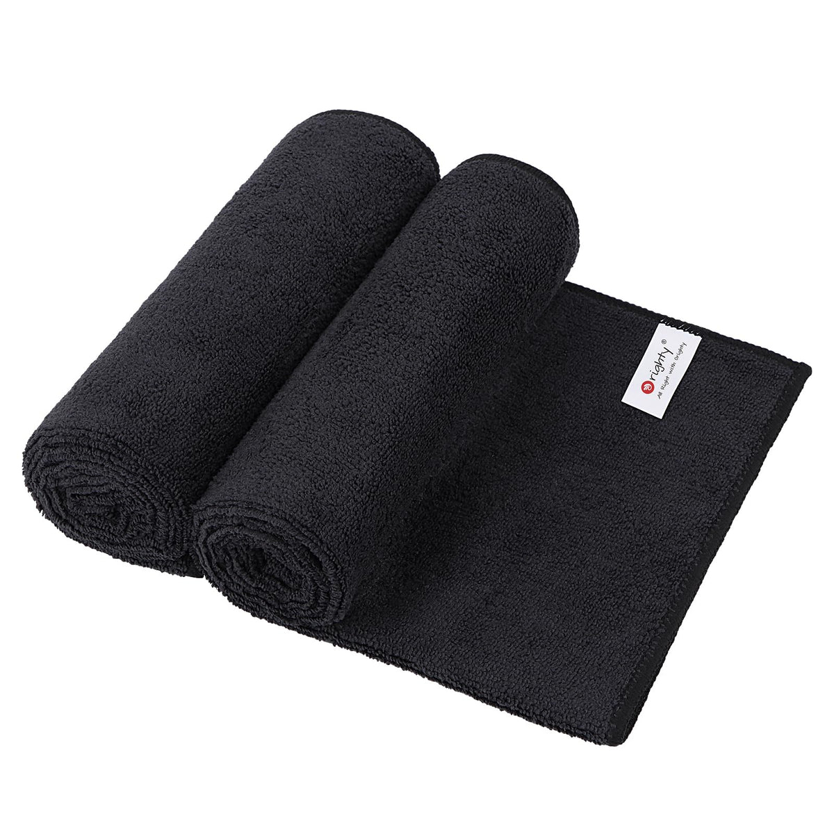 Orighty Salon Towels, 12 Pack Black Microfiber Hair Towel (16 x 29 Inch)