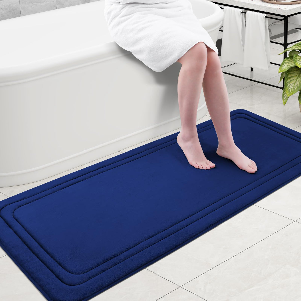 Grandaily Memory Foam Bath Mat Rug 30x20, Ultra Soft, Non-Slip and Absorbent Bathroom Rugs, Machine Wash Dry, Comfortable Bath Carpet for Bathroom Floor, Tub and Shower, Black