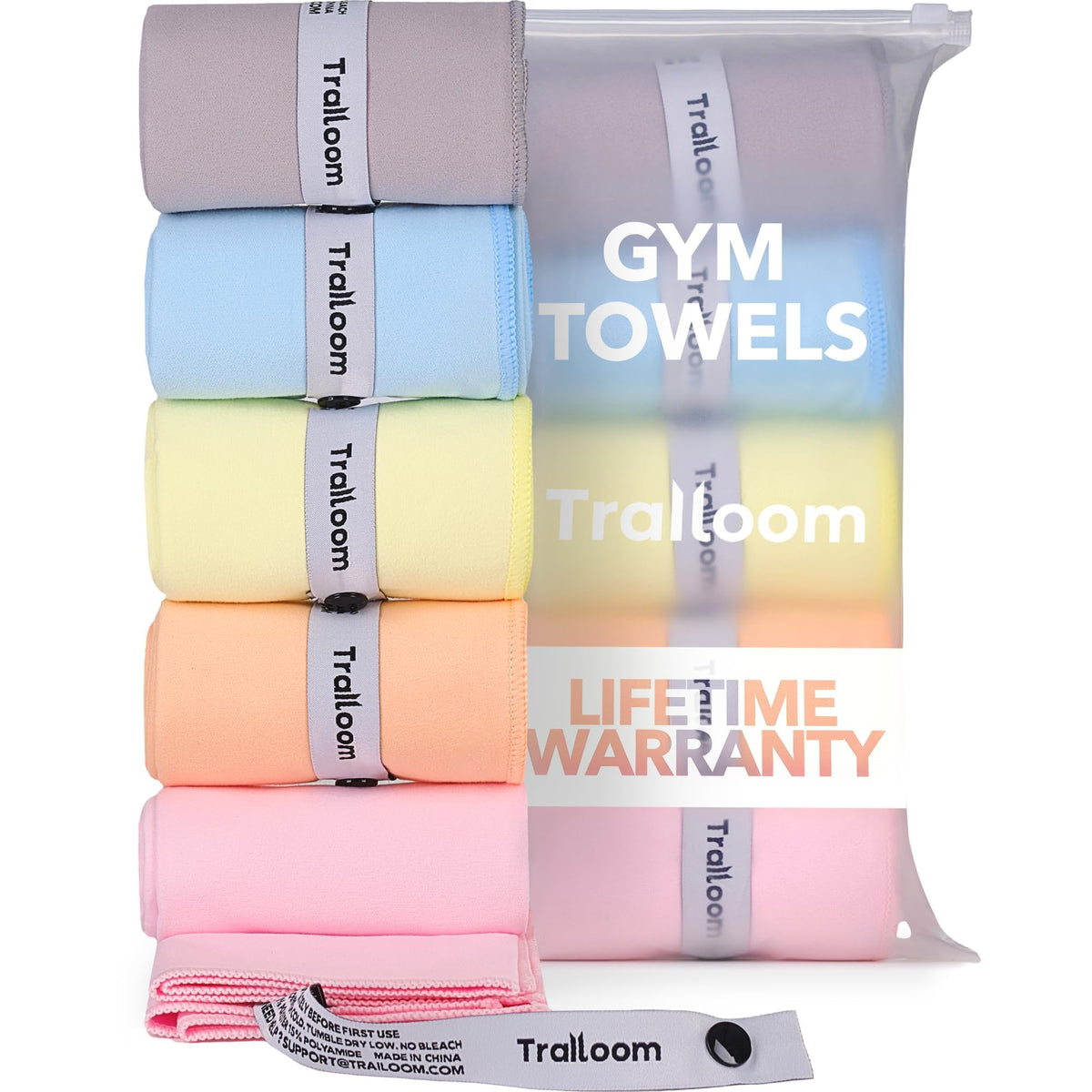 Trailoom Microfiber Gym Towels, Quick Dry, Highly Absorbing, Odor-Free