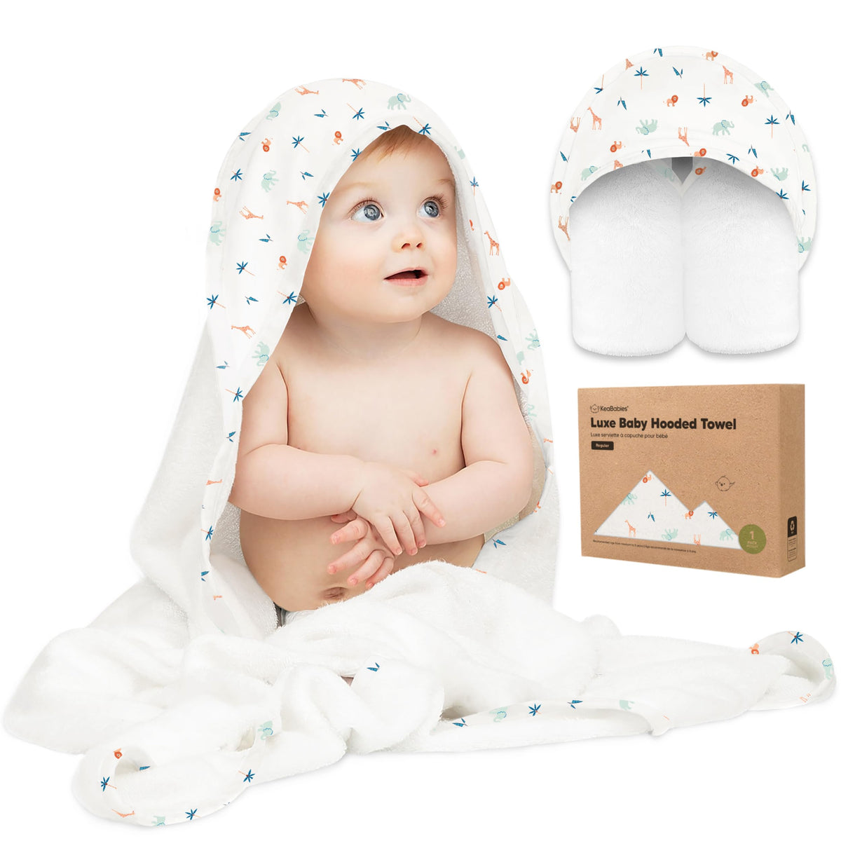 KeaBabies Hooded Baby Towel for Newborn, Baby Bath Towels (Duck, 35x35)