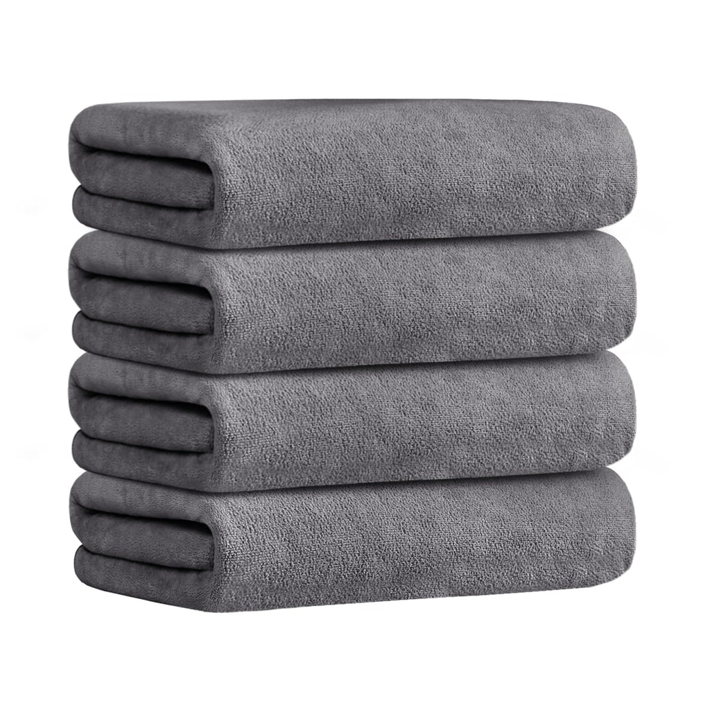 JML Microfiber Bath Towel with Hanging Loop, 2 Pack, 30" x 60", Grey