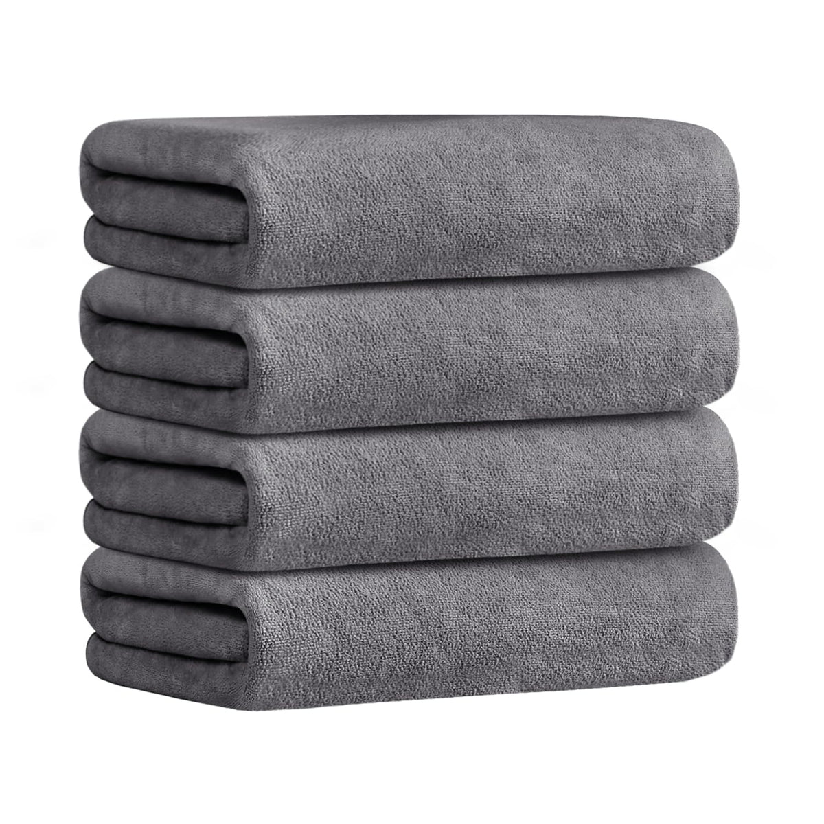 JML Microfiber Bath Towel with Hanging Loop, 2 Pack, 30" x 60", Grey