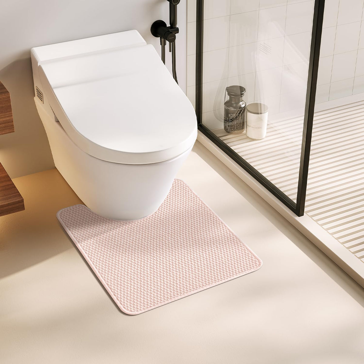 TYUU Bathroom Rugs Non Slip Washable, Super Absorbent Thin Bath Mat Small Quick Dry Low Pile Bathroom Rug, Dark Grey 16"x24"