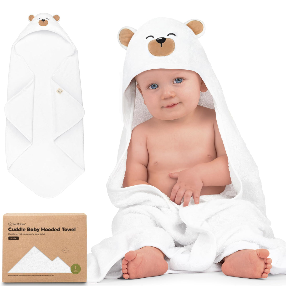 KeaBabies Hooded Baby Towel for Newborn, Baby Bath Towels (Duck, 35x35)