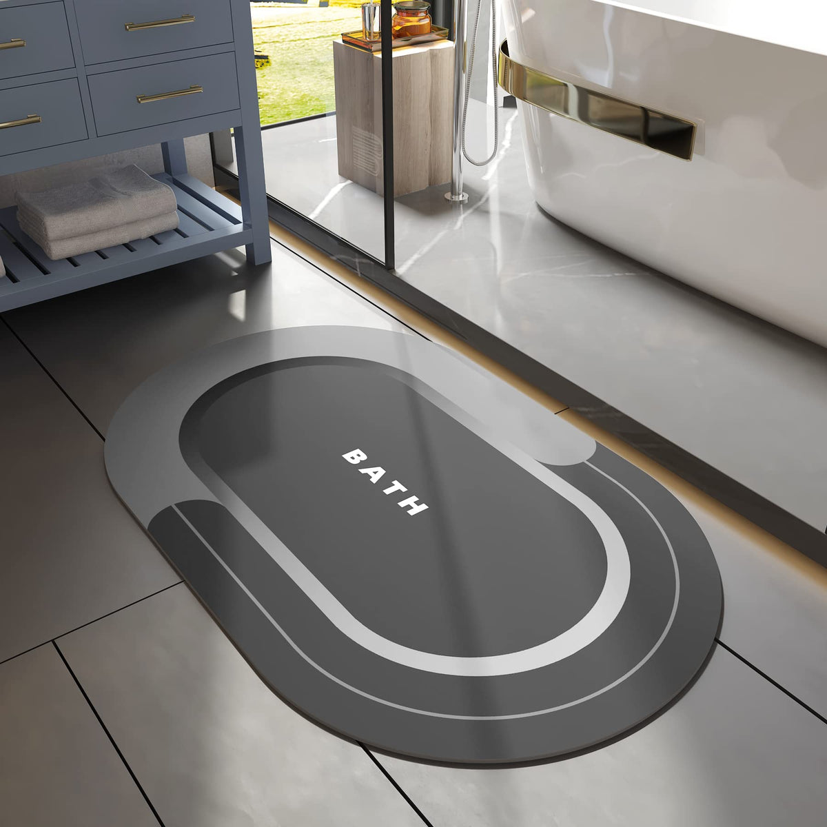 MontVoo Bath Mat - Non Slip, Quick Dry, Stain Resistant Bath Mat Rug for Bathroom Floor - Easy Care Shower Rug for Outside Bathtub - 17"x27" Grey