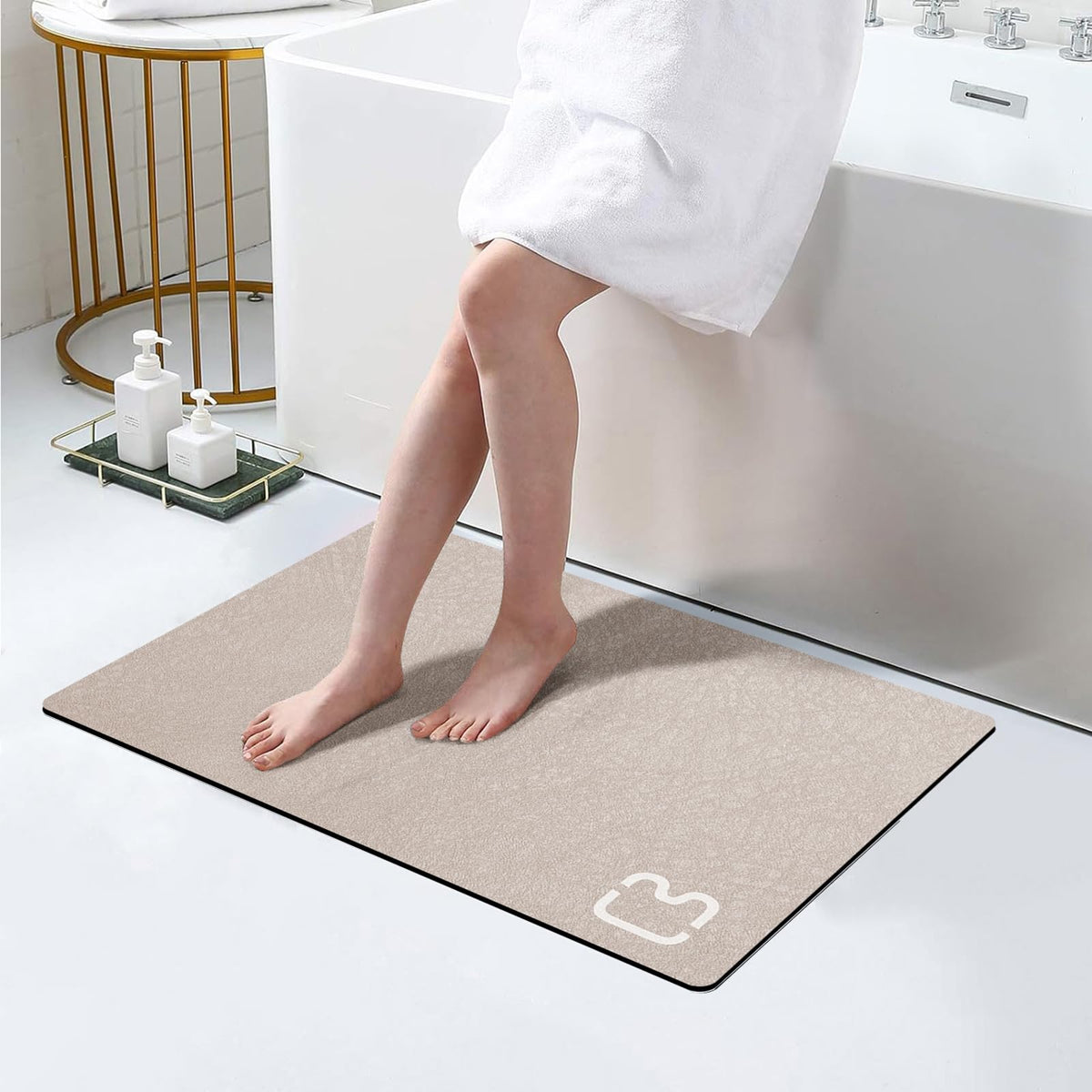 Diatomaceous Earth Bath Mat Stone Bath Mats for Bathroom,15.7"x23.6",Grey