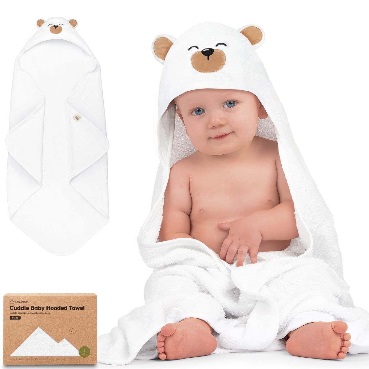 KeaBabies Hooded Baby Towel for Newborn, Baby Bath Towels (Duck, 35x35)