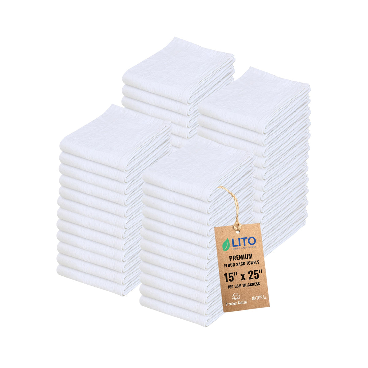 Flour Sack Towels | Tea Towel for Crafts| Kitchen Dish Cotton Blank Towel for Embroidery| Baking Bread Proofing Linen Cover| Super Absorbent Quick Dry| 12 Pack 18"x 28" White