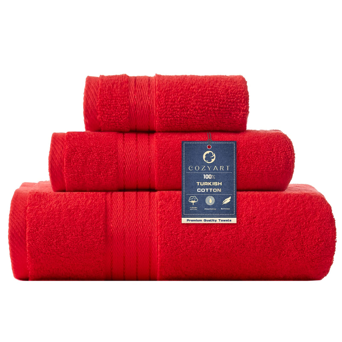COZYART Luxury Bath Towel Set 6 Pcs, Dark Green 100% Turkish Cotton 650 GSM