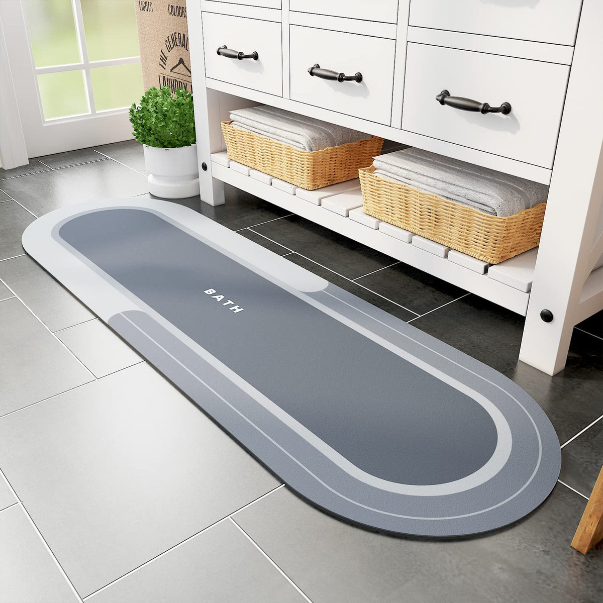 MontVoo Bath Mat - Non Slip, Quick Dry, Stain Resistant Bath Mat Rug for Bathroom Floor - Easy Care Shower Rug for Outside Bathtub - 17"x27" Grey