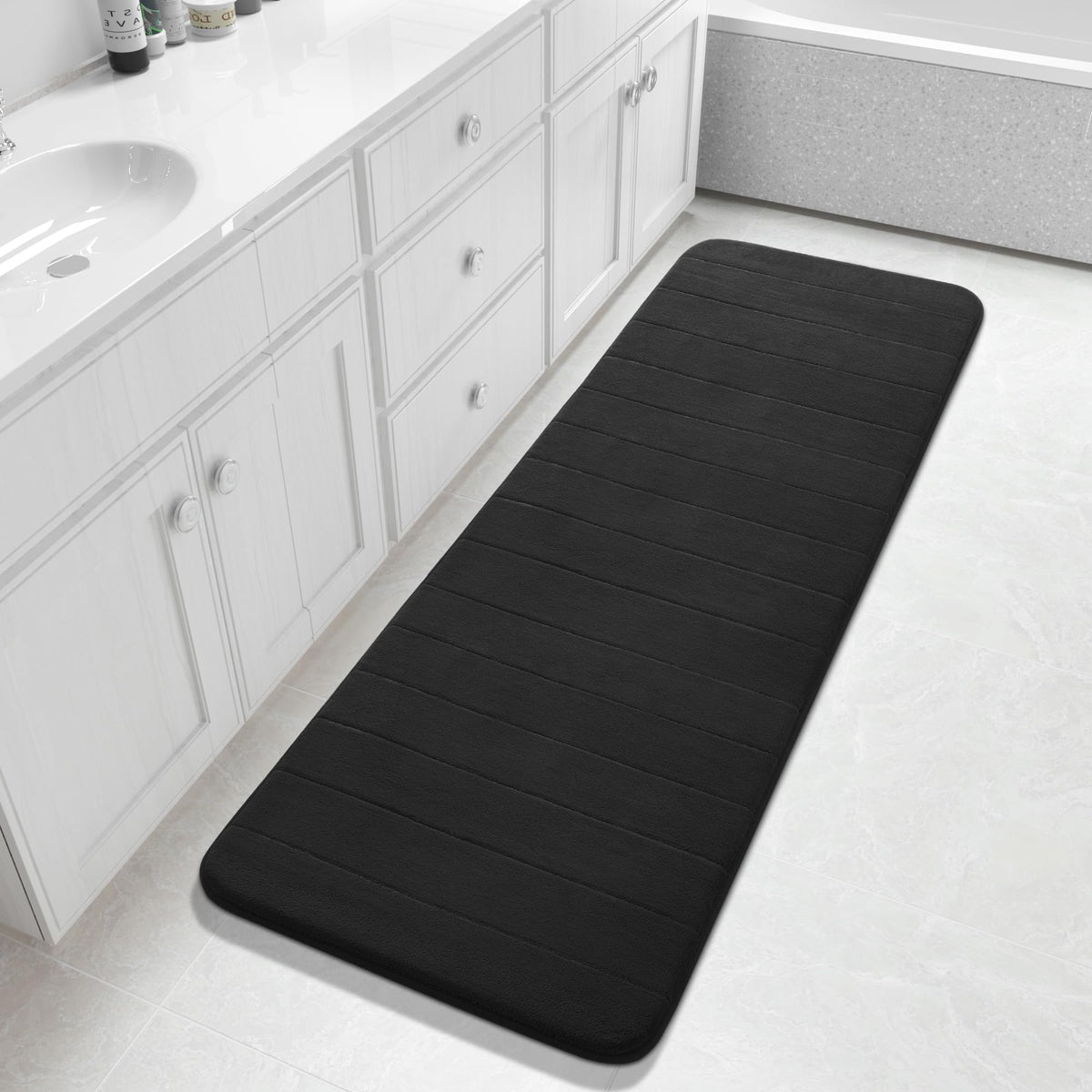 Yimobra Memory Foam Bath Mat, Super Soft Absorbent Bathroom Rug Non Slip, Quick Dry, Machine Washable Floor Carpet for Tub Shower, Home Decor Accessories, 24x17, Grey