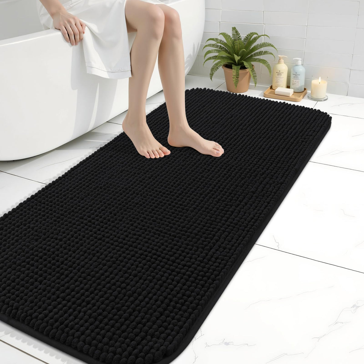 Arotive Chenille Bathroom Rugs 30x20, Soft Absorbent Bath Mat, Grey