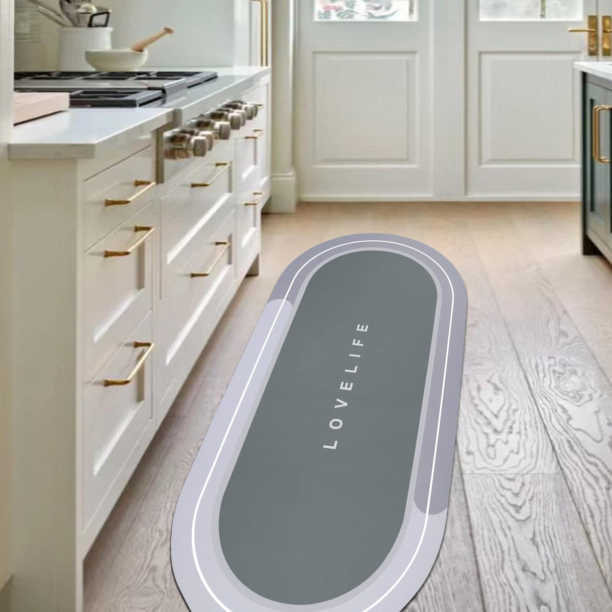 Rubber Bath mats Quick-Drying Non-Slip Bathroom mat Super Absorbent Bath mat Instant Dry Bath mat, Bathroom Rug in Front of The Kitchen Sink, Shower Room, Bathtub, Oval(Grey+16.9x26.7in)