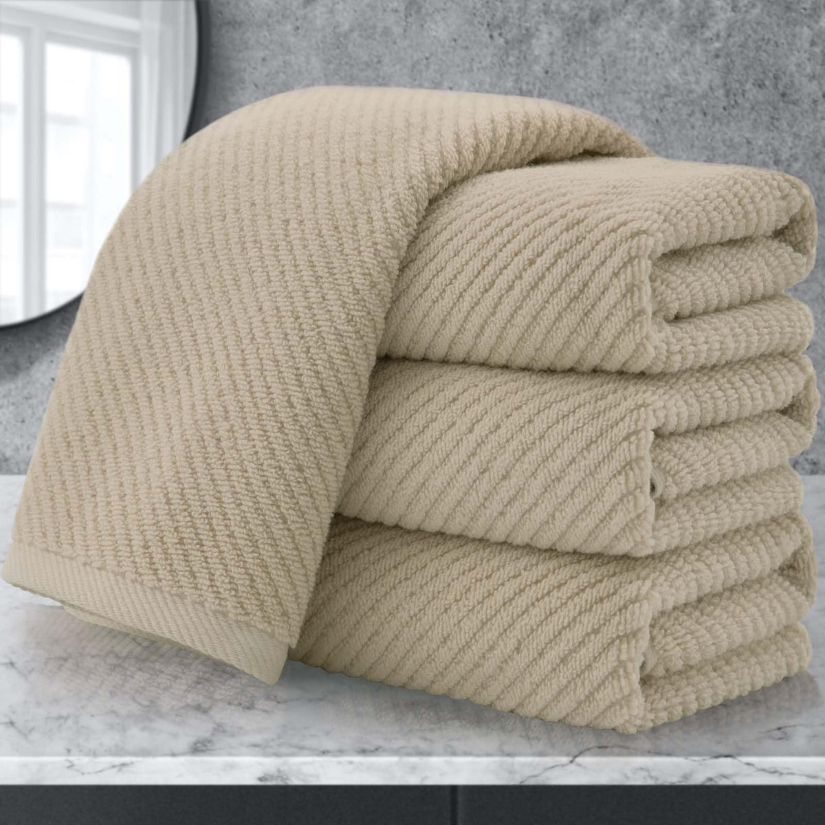 VOOVA & MOVAS 6PC Towel Set, 100% Cotton, Dark Grey