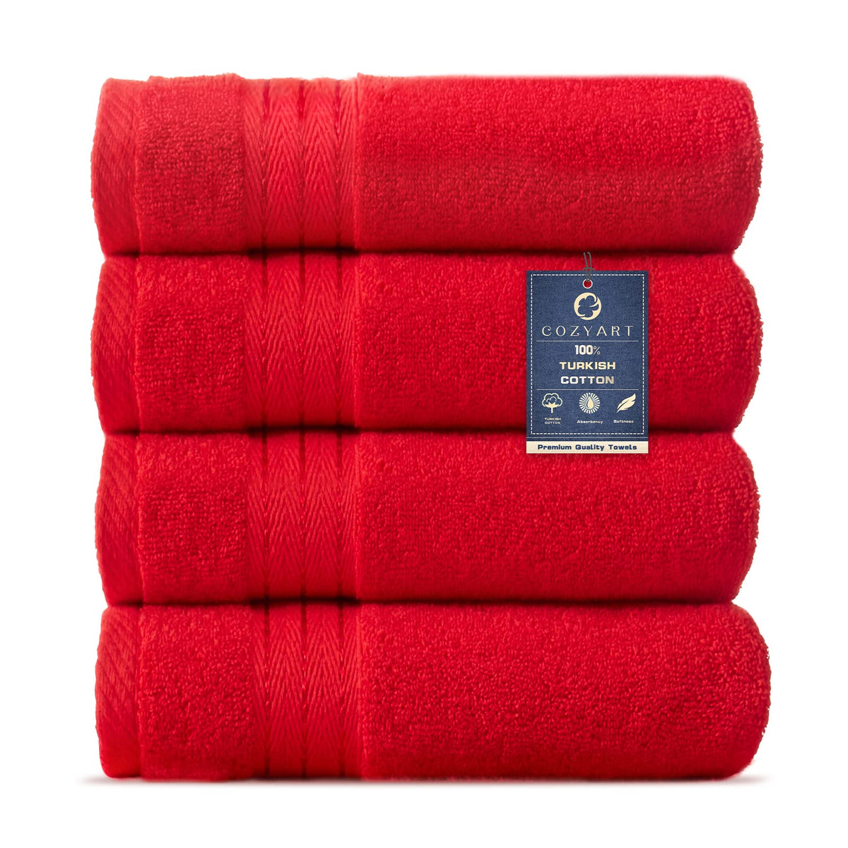 COZYART Luxury Bath Towel Set 6 Pcs, Dark Green 100% Turkish Cotton 650 GSM