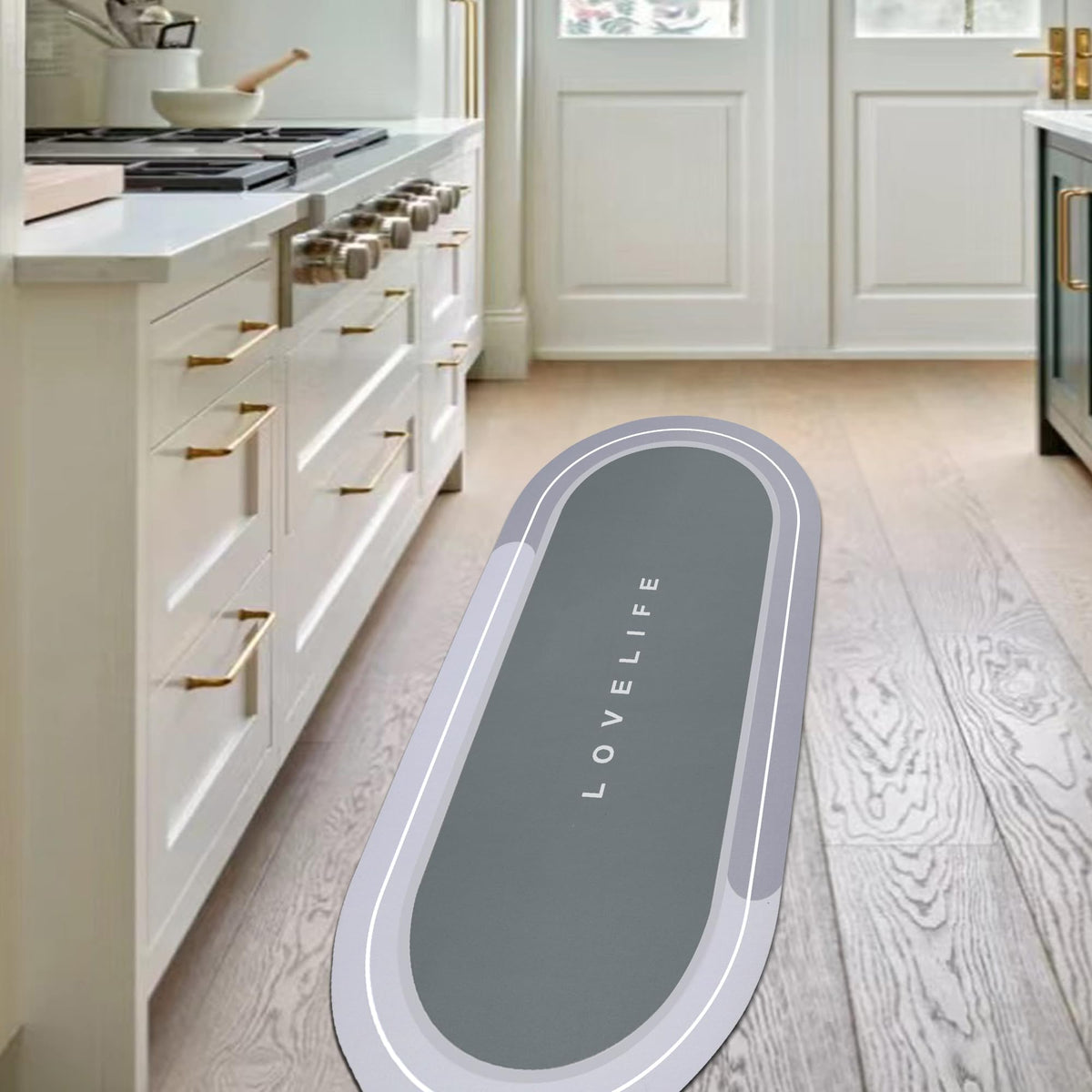 Rubber Bath mats Quick-Drying Non-Slip Bathroom mat Super Absorbent Bath mat Instant Dry Bath mat, Bathroom Rug in Front of The Kitchen Sink, Shower Room, Bathtub, Oval(Grey+16.9x26.7in)
