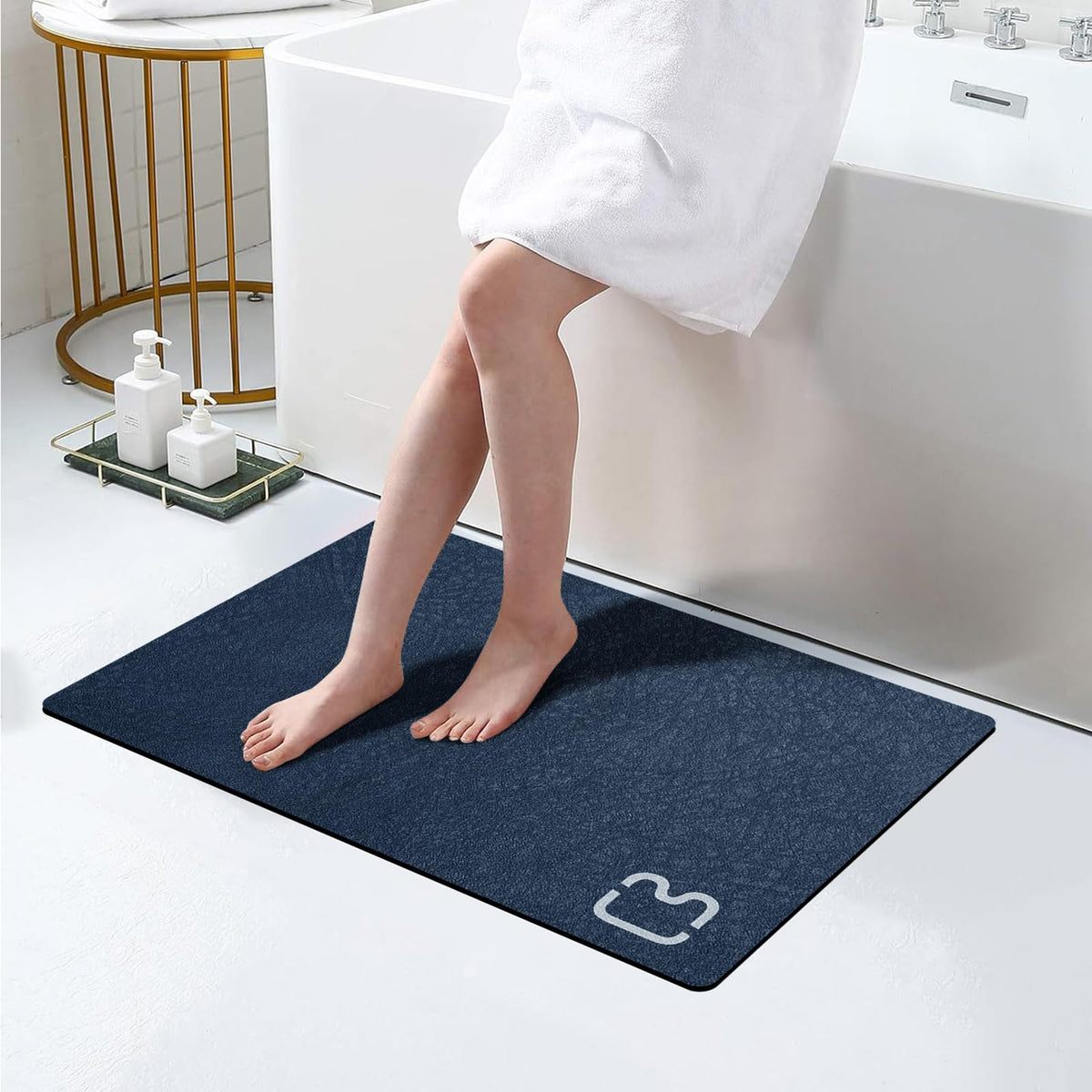 Diatomaceous Earth Bath Mat Stone Bath Mats for Bathroom,15.7"x23.6",Grey