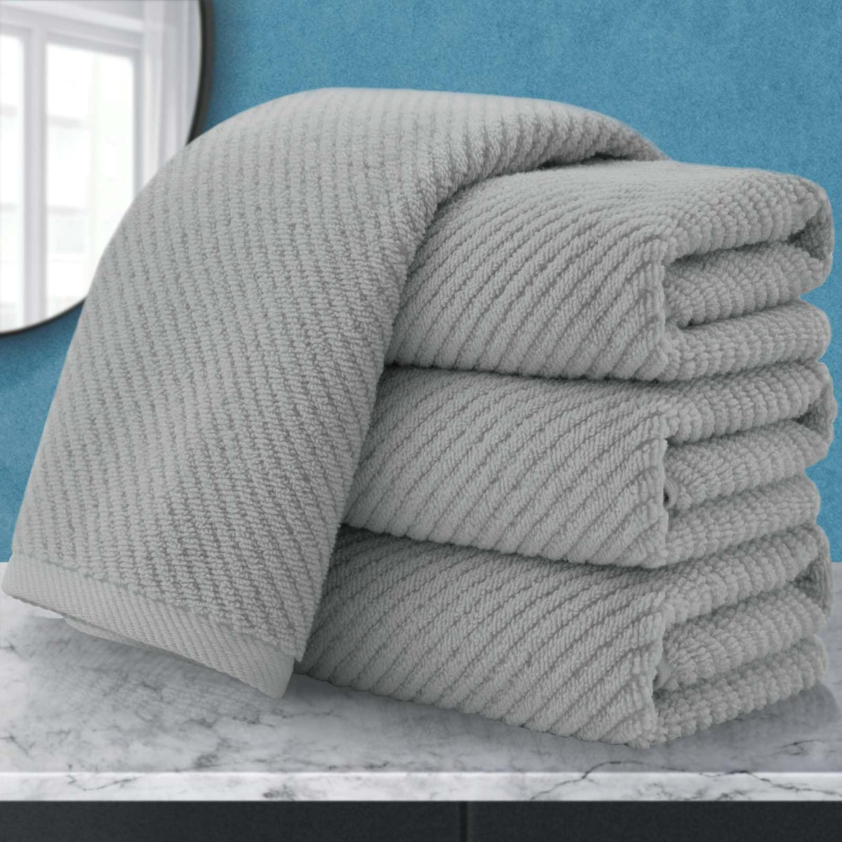 VOOVA & MOVAS 6PC Towel Set, 100% Cotton, Dark Grey